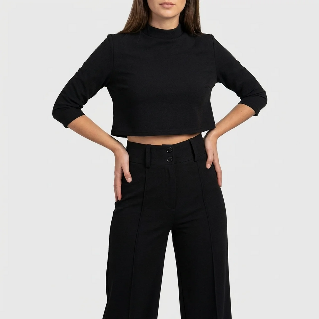 Avril | Women’s Cropped Top and High Waist Pants Set