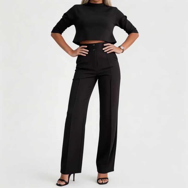 Avril | Women’s Cropped Top and High Waist Pants Set