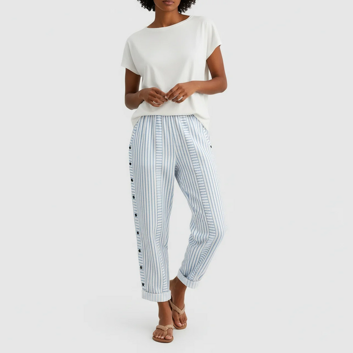 Marin | Women’s High-Waist Striped Straight-Leg Cropped Pants