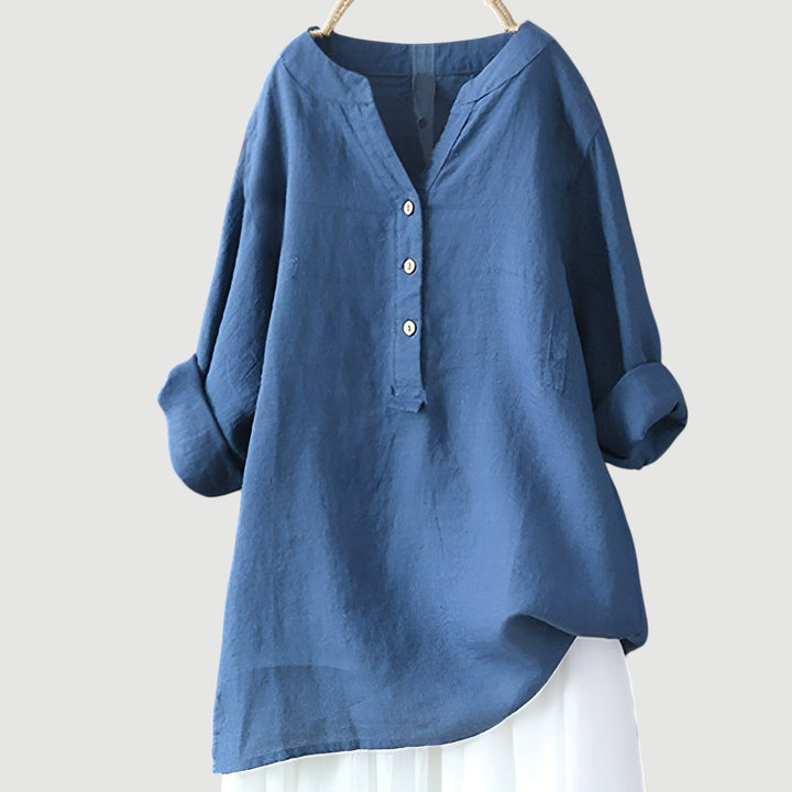 Rhea | Relaxed Button-Down Tunic Top