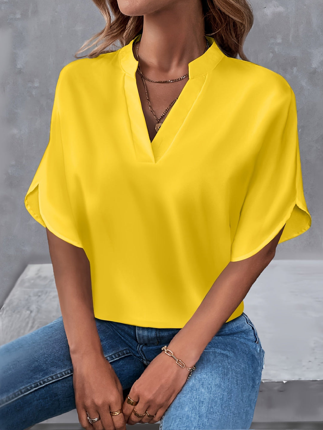 Lyvienne | Minimalist V-Neck Blouse