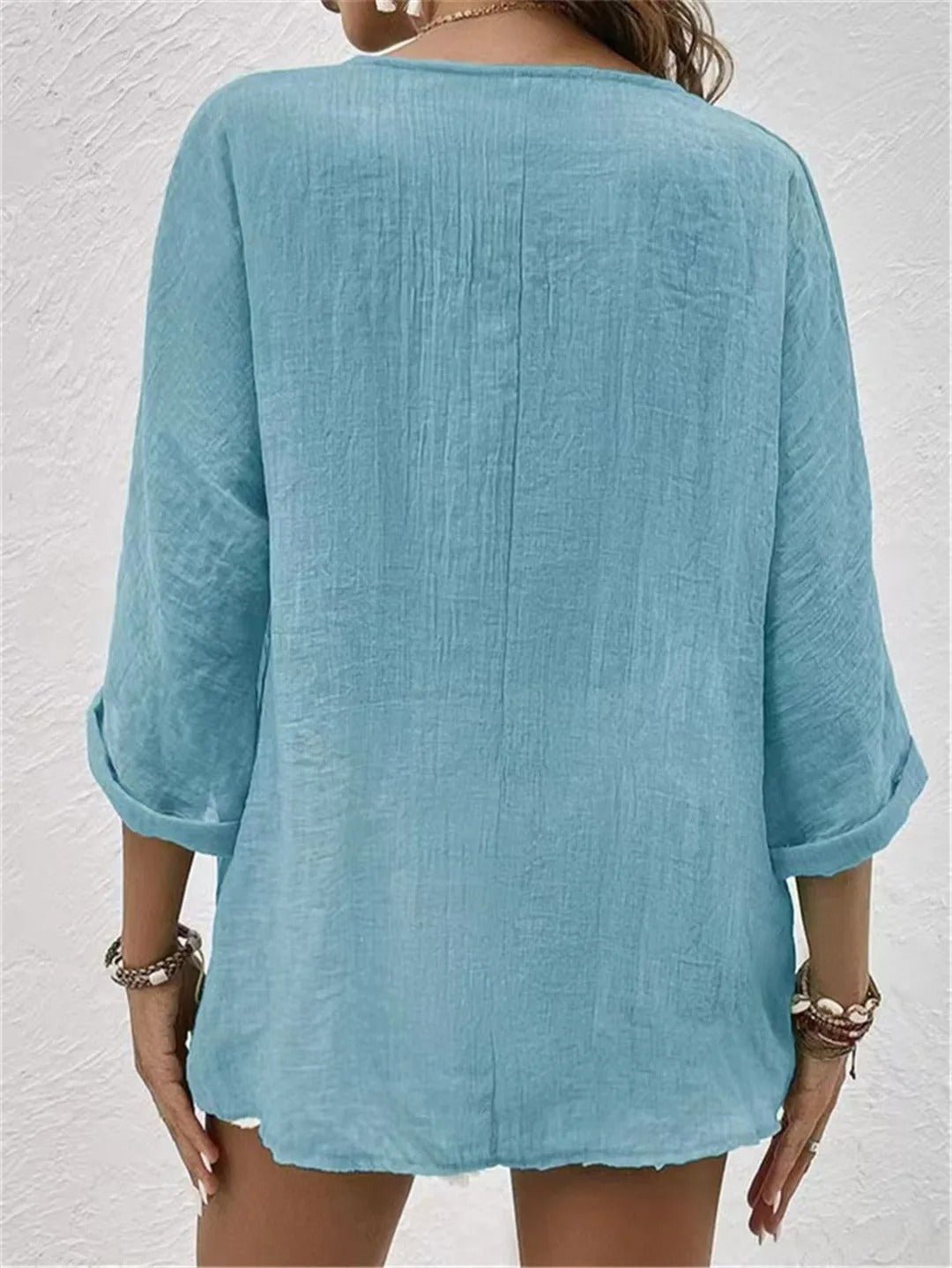 Lunara | Button-Front V-Neck Relaxed Blouse