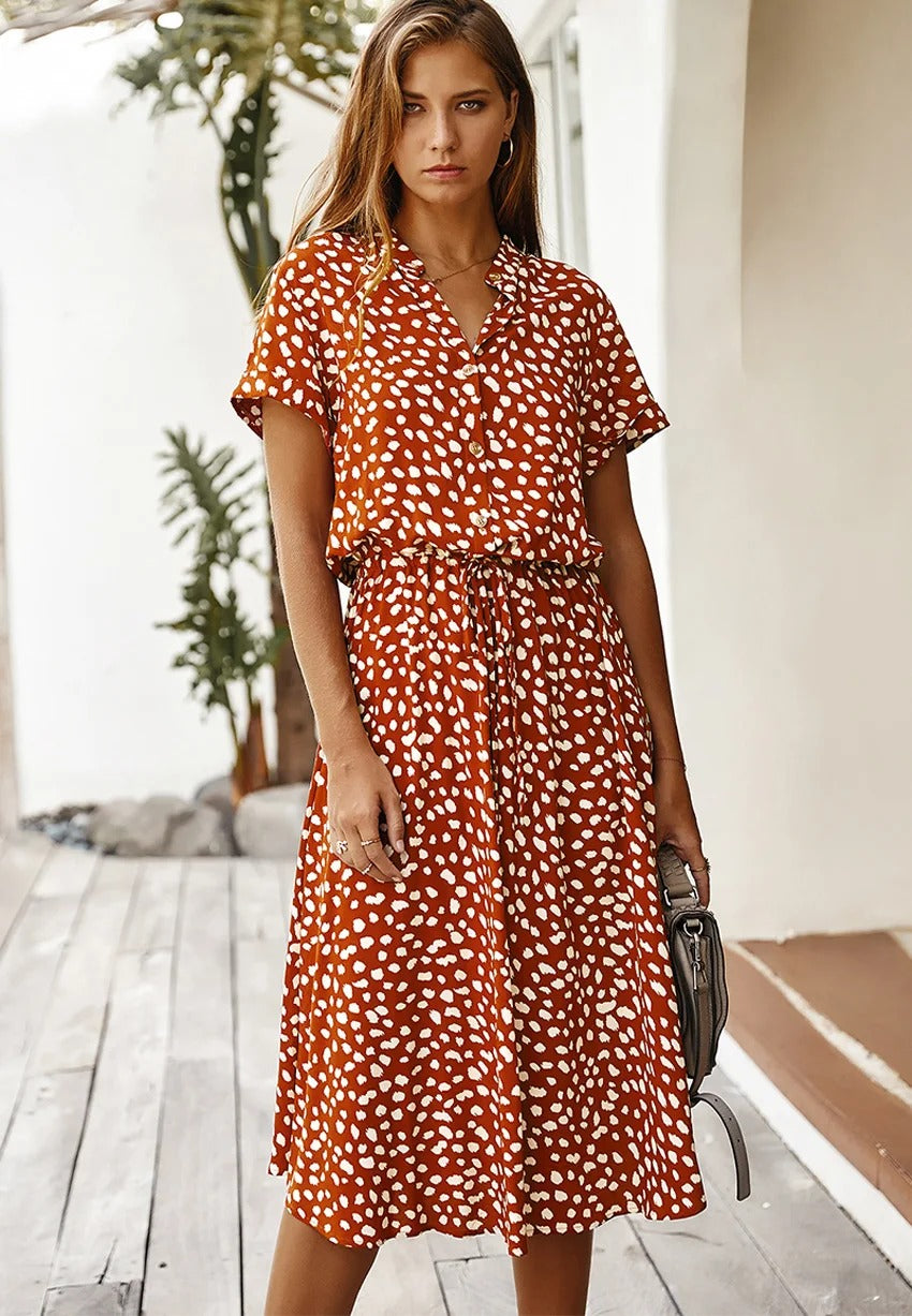 Sienna | Relaxed Leopard Print Midi Dress