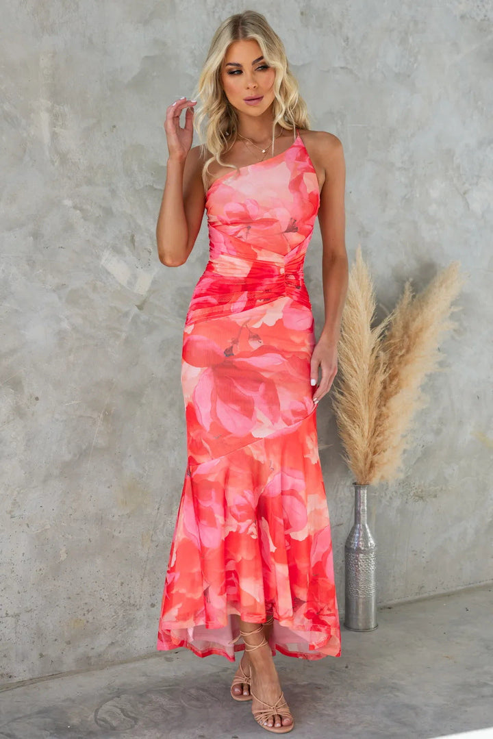 Sierra | One Shoulder Floral Midi Dress