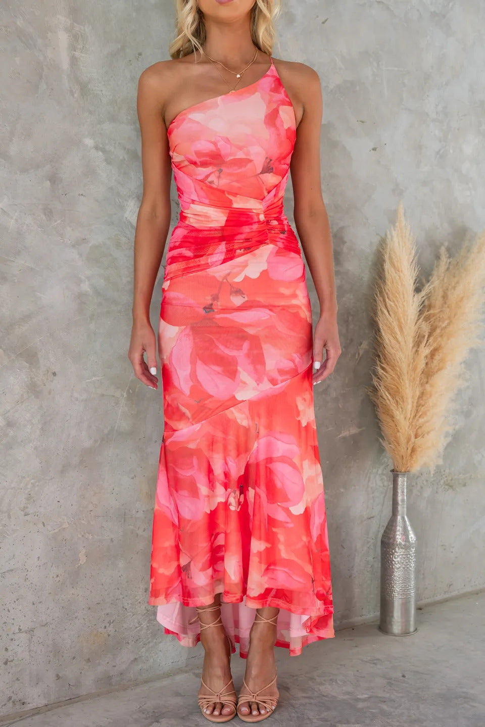Sierra | One Shoulder Floral Midi Dress