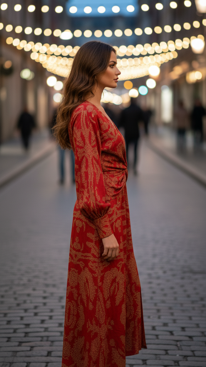 Laura | Women Floral Twist Front Wedding Guest Midi Dress