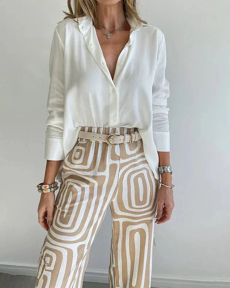 Camille | Geometric Wide-Leg Trouser Set