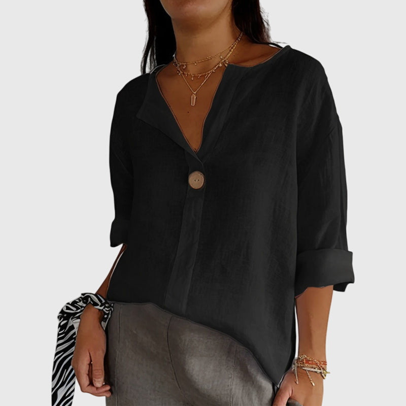 Relaxed Button Front Blouse