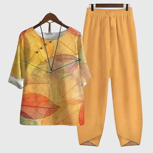 Mariposa | Women’s Motif Tunic &amp; Tapered Trouser Set