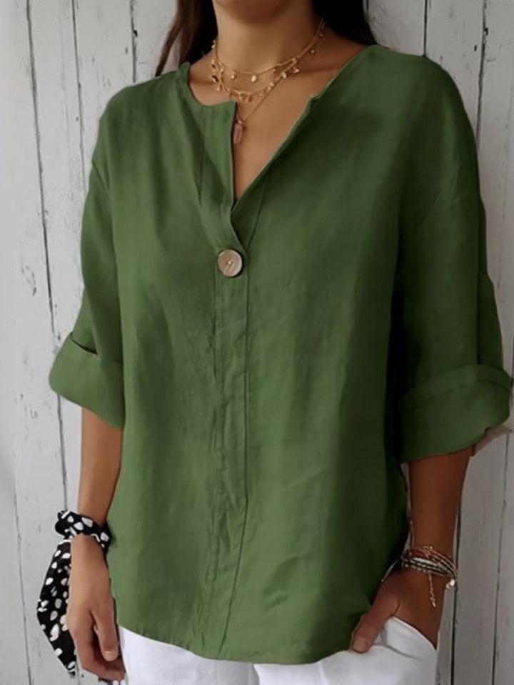 Elowen | Linen V-Neck Casual Blouse