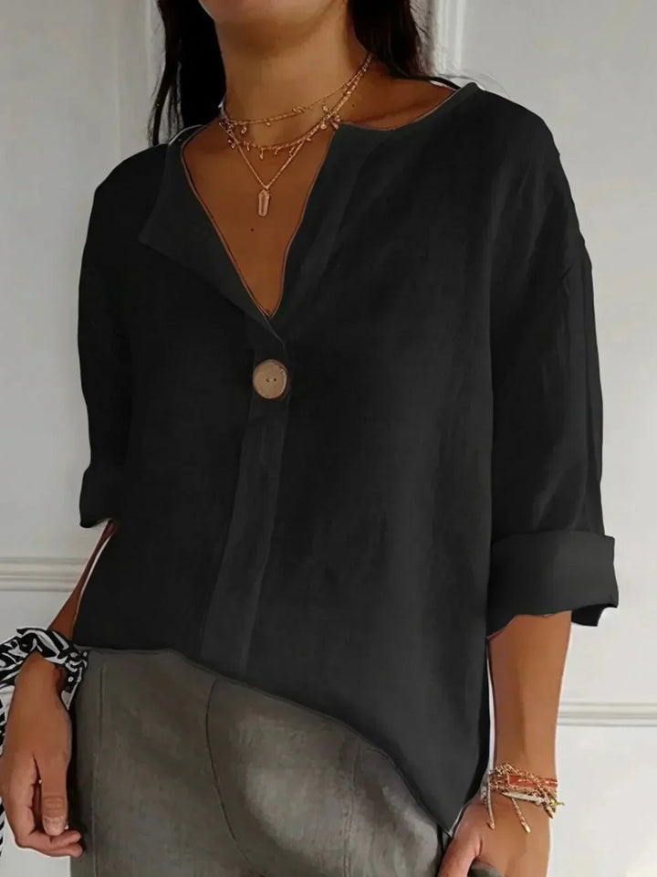 Elowen | Linen V-Neck Casual Blouse
