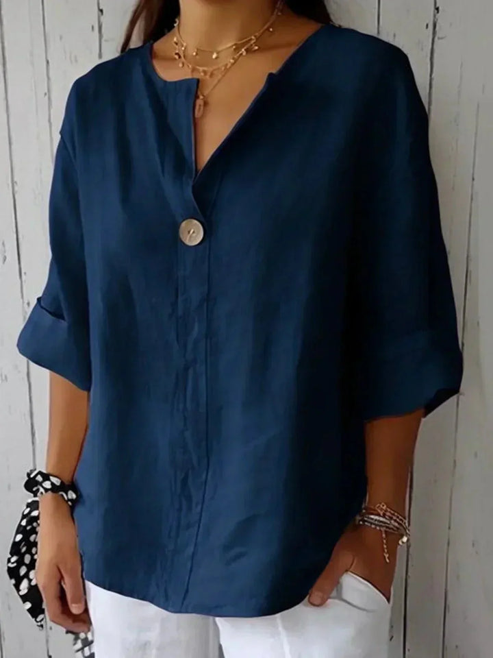 Elowen | Linen V-Neck Casual Blouse
