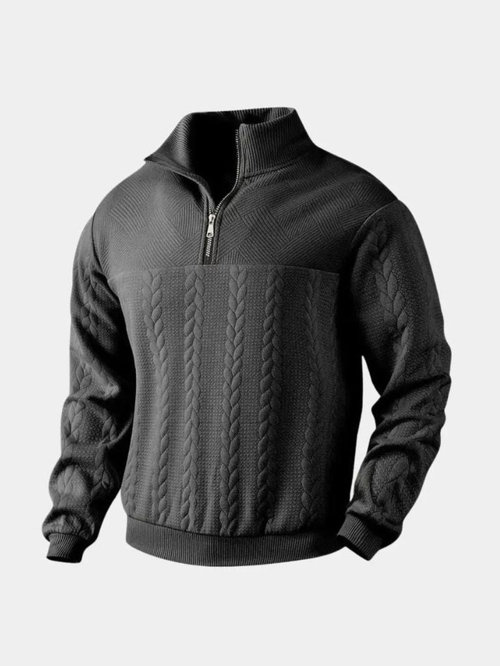 Textured Cable Quarter-Zip Sweater