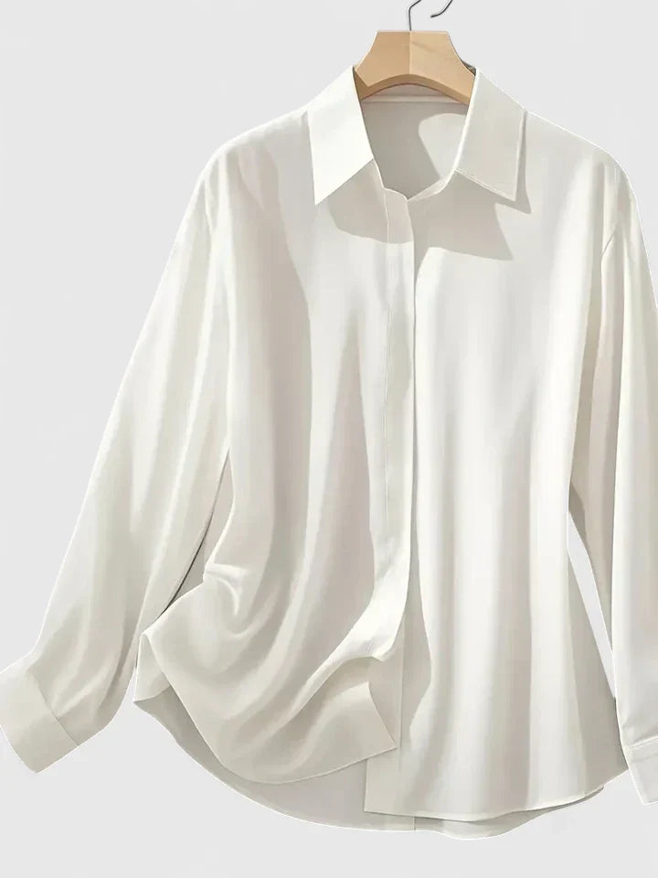 Bianca | Women’s Concealed Placket Fluid Button-Down Blouse