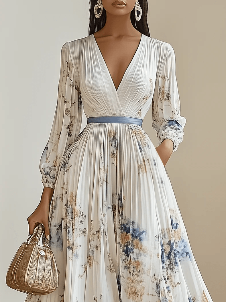Aurelisse | Women’s Floral Pleated Maxi Wedding Guest Dress