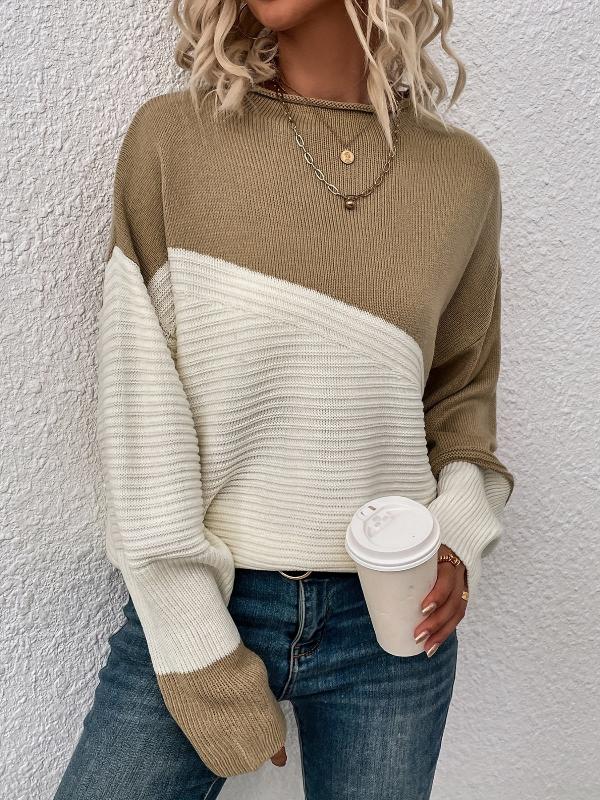 Women’s Colorblock Knit Sweater – Soft Casual Crewneck