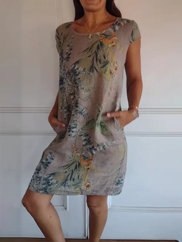 Botanical Breeze Pocket Shift Dress