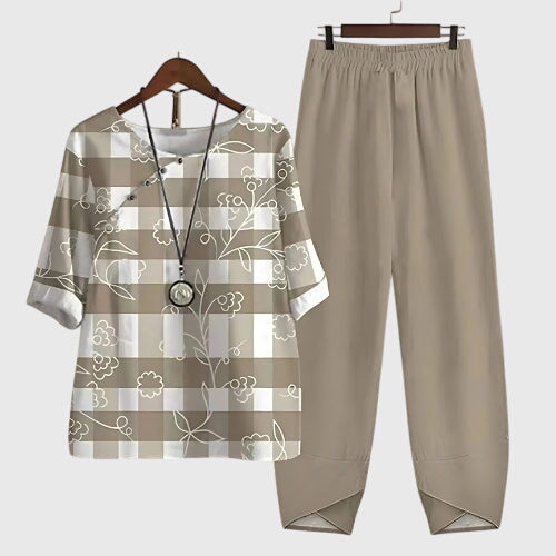 Mariposa | Women’s Motif Tunic &amp; Tapered Trouser Set