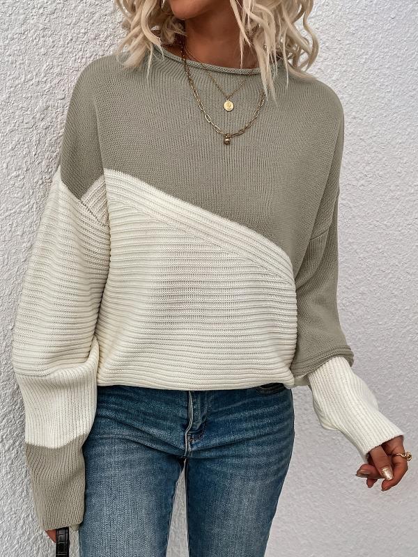 Women’s Colorblock Knit Sweater – Soft Casual Crewneck