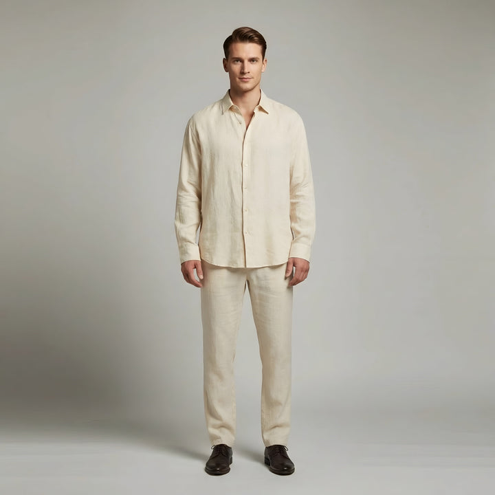 Lorenzo | Men’s Natural Linen Smart-Casual Trouser Co-Ord Set