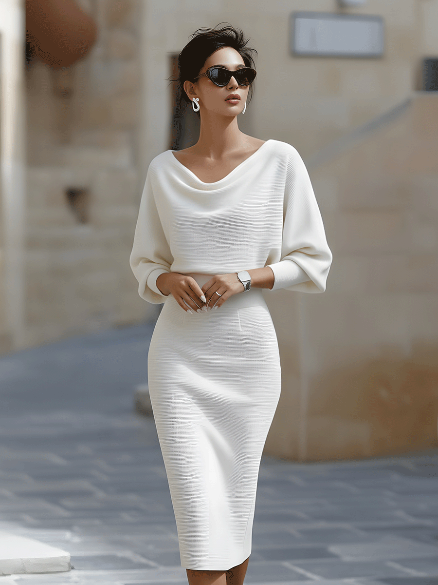 Elegant Draped Midi Dress