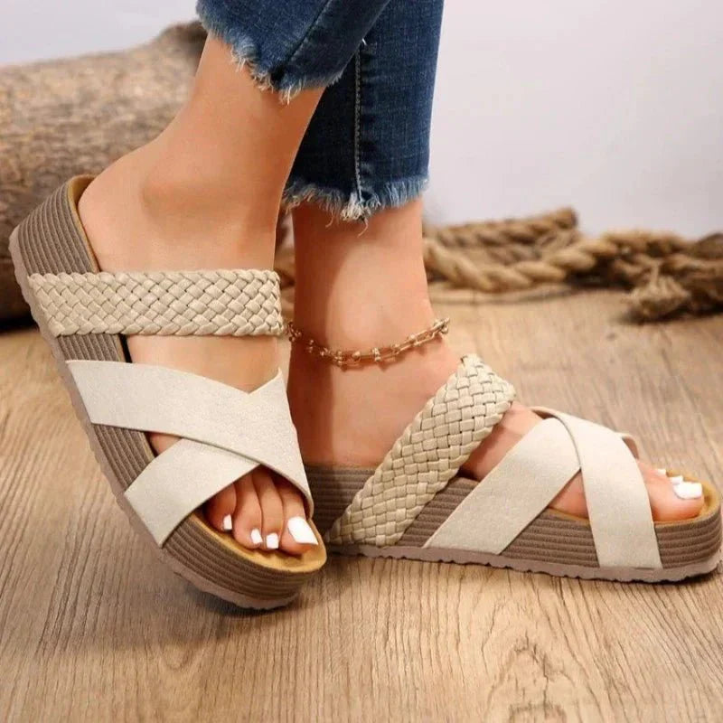 Maribelle | Woven Strap Slide Sandals