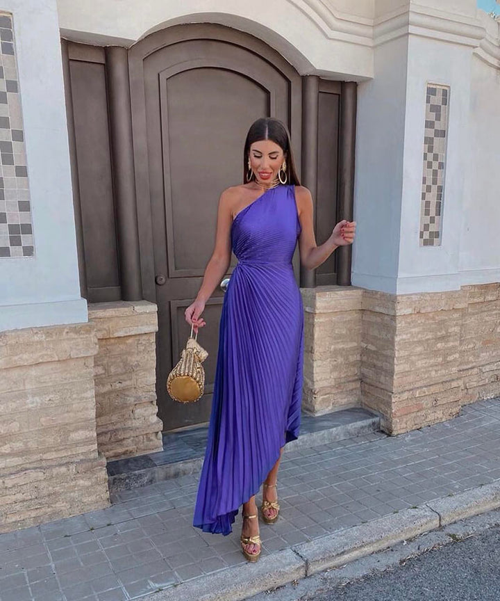 Aurelia | One-Shoulder Pleated Midi Dress