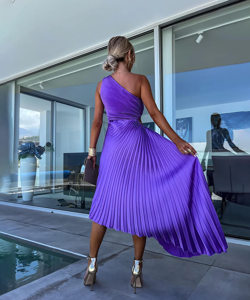 Aurelia | One-Shoulder Pleated Midi Dress