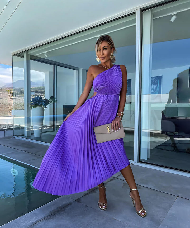 Aurelia | One-Shoulder Pleated Midi Dress
