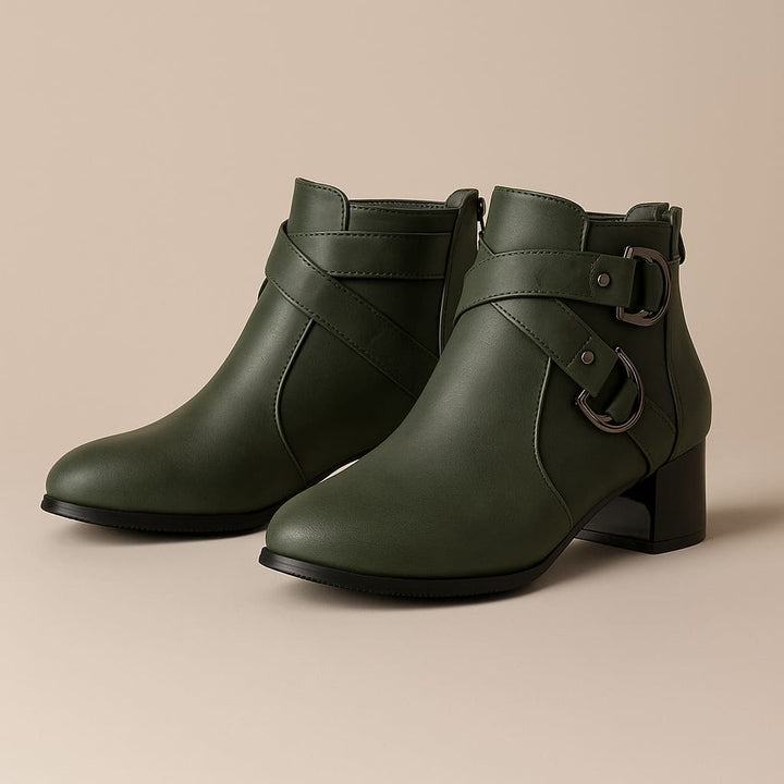 Women’s Heeled Ankle Boots with Buckle Strap