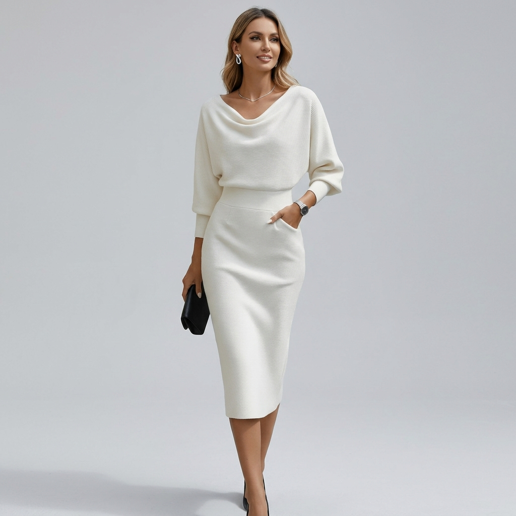 Elegant Draped Midi Dress