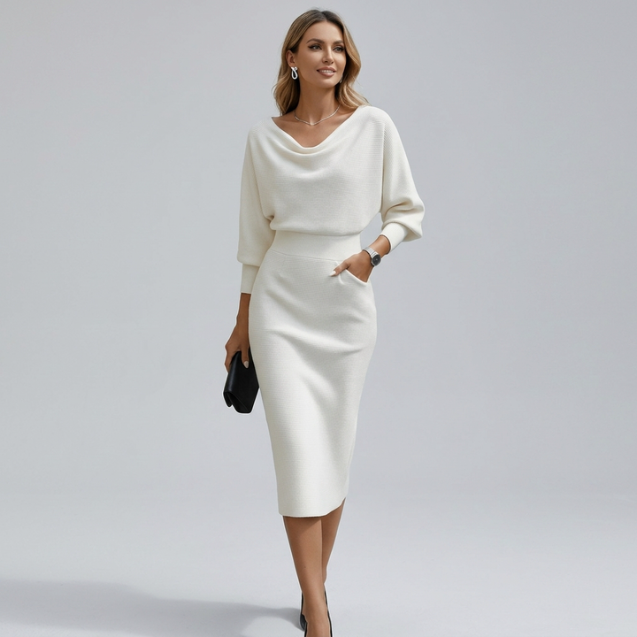 Elegant Draped Midi Dress
