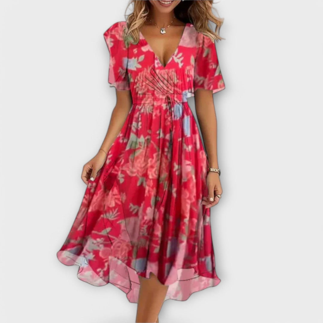 Women's Stylish Spring Wrap Midi Dress