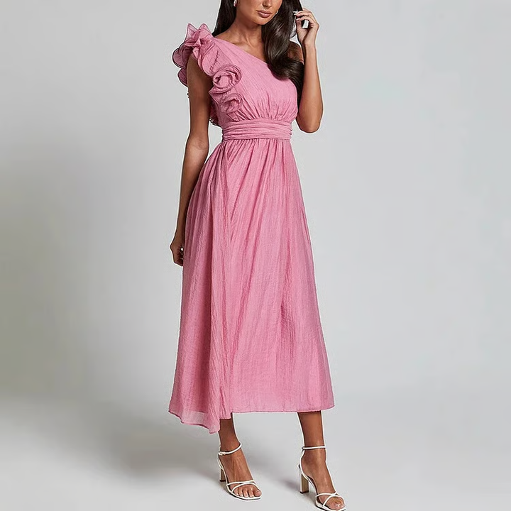 Isola | One-Shoulder Flowy Evening Dress