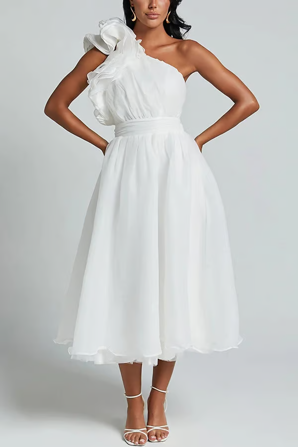 Isola | One-Shoulder Flowy Evening Dress