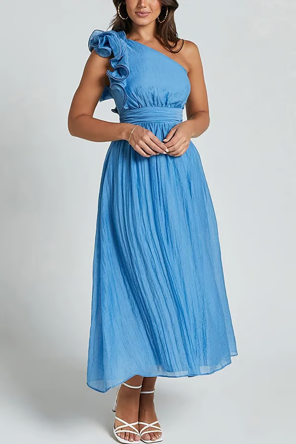 Isola | One-Shoulder Flowy Evening Dress