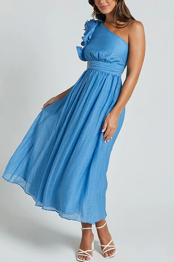 Isola | One-Shoulder Flowy Evening Dress