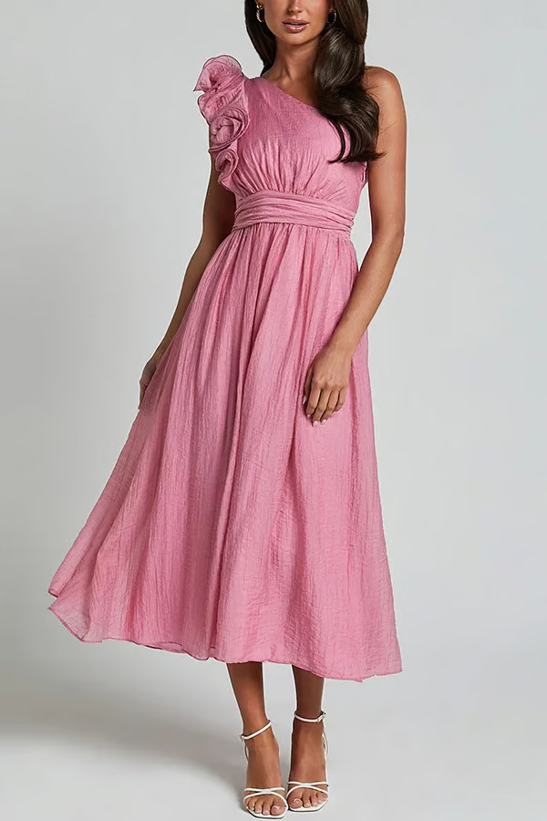 Isola | One-Shoulder Flowy Evening Dress