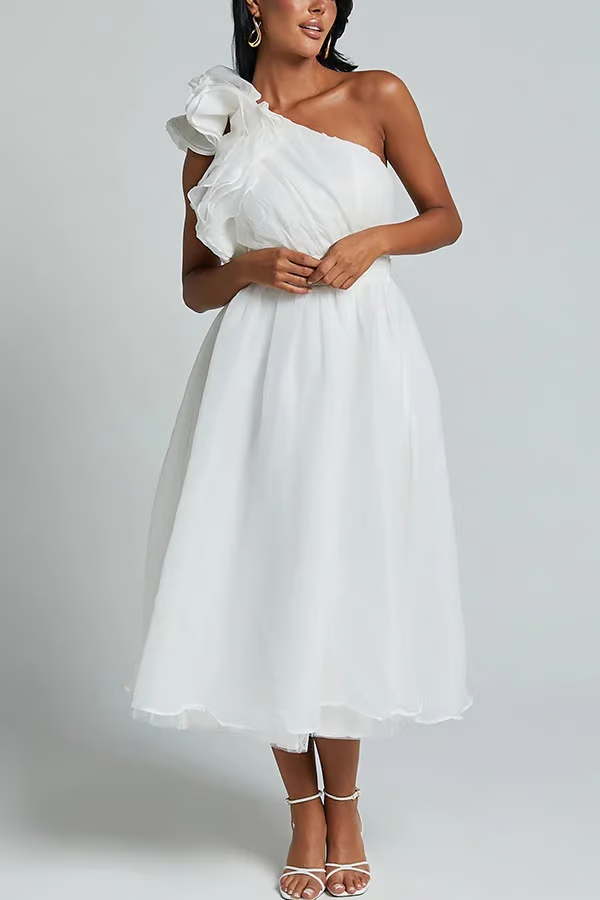 Isola | One-Shoulder Flowy Evening Dress