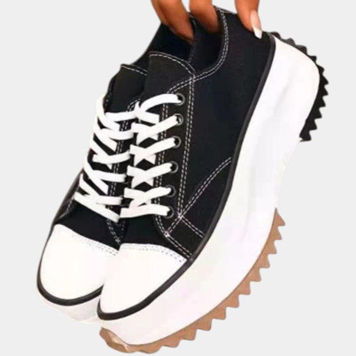 Canvas Platform Lace-Up Sneakers