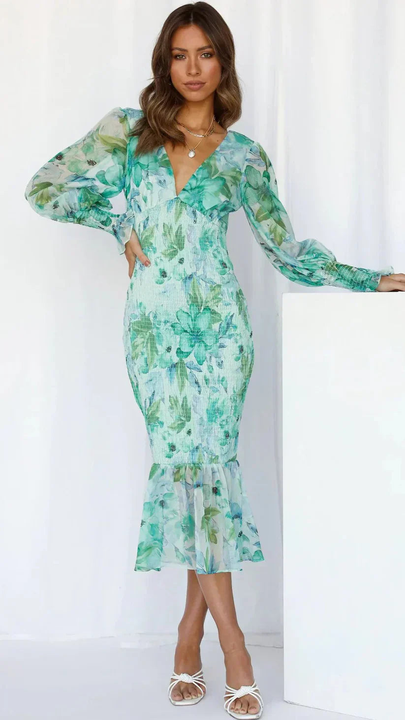 Elira | Romantic Floral Midi Dress