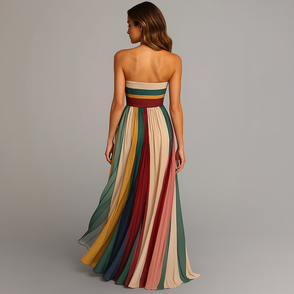 Lioraine | Women’s Strapless Pleated Maxi Dress