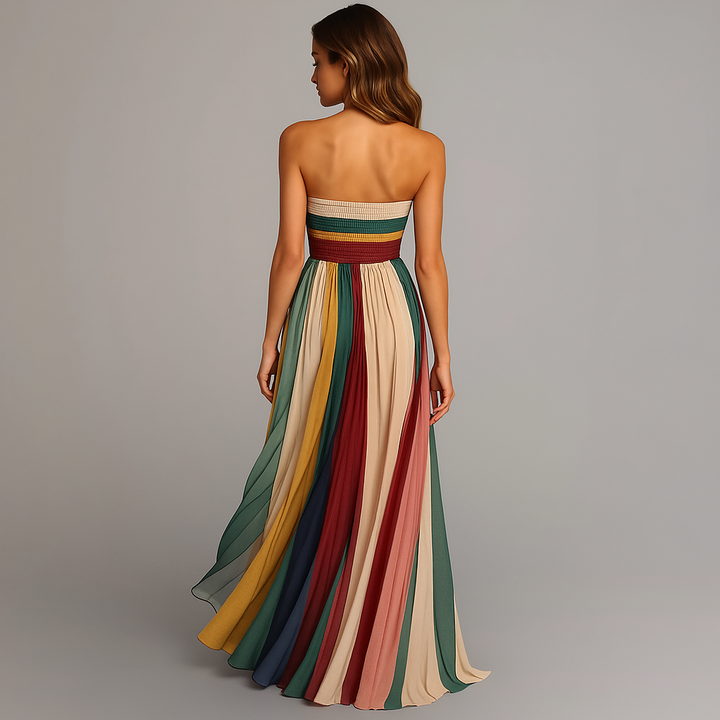 Lioraine | Women’s Strapless Pleated Maxi Dress