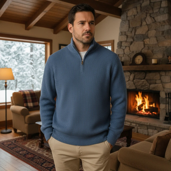 Ribbed Half-Zip Sweater