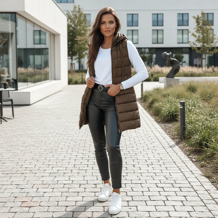 Long Hooded Puffer Jacket Vest