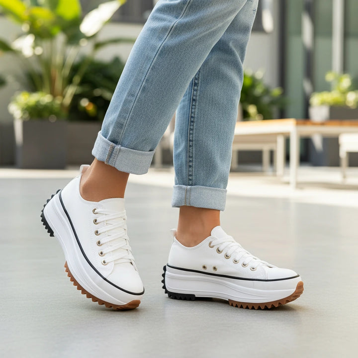 Canvas Platform Lace-Up Sneakers