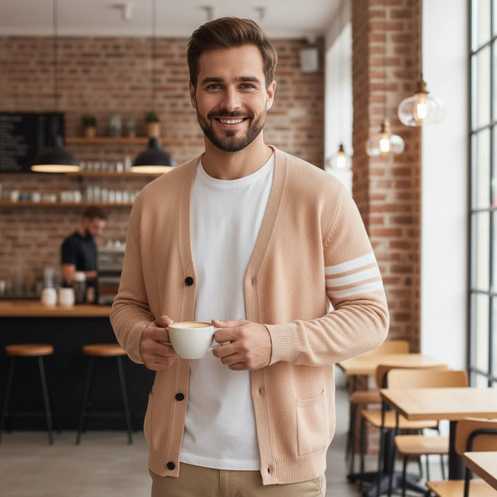 Striped Sleeve Knit Cardigan