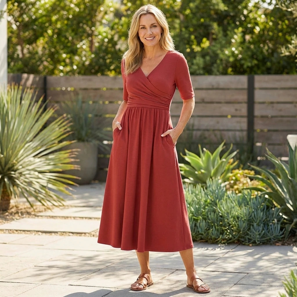 Graceful Wrap Waist Maxi Dress