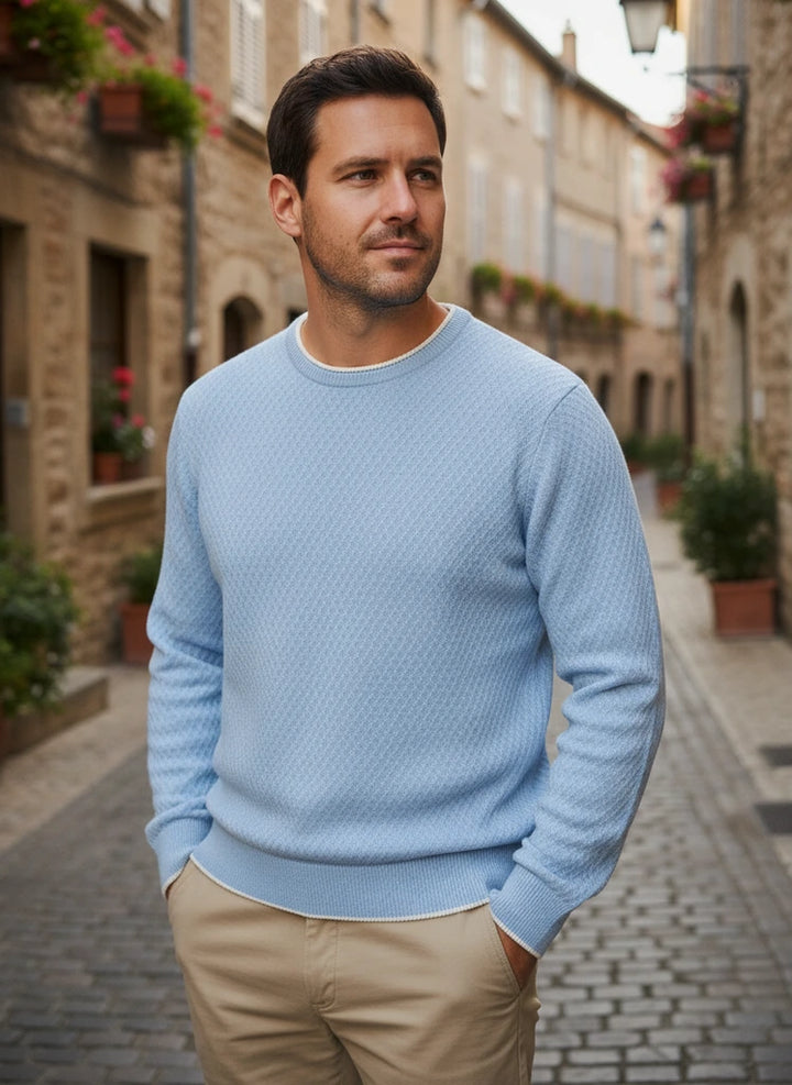 Textured Crewneck Knit Sweater