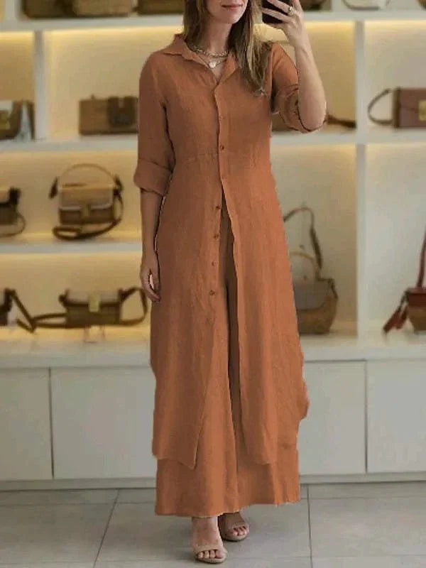 Alessia | Long Button-Down Two-Piece Set